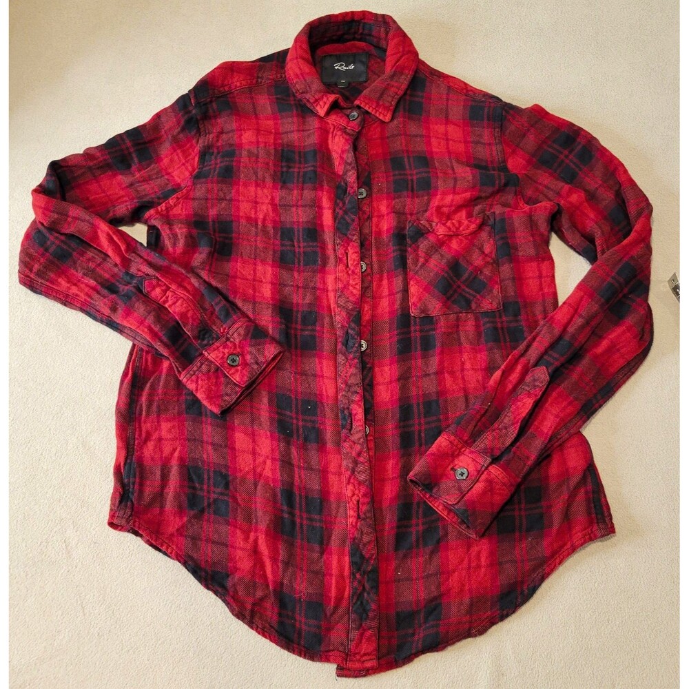 Rails Red/Black Plaid Flannel Button-Up Long Sleeve Shirt XS